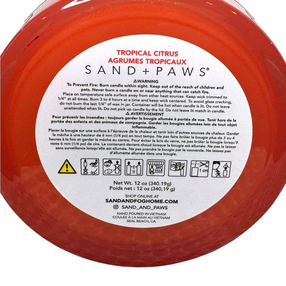 Sand + Paws Tropical Citrus Candle with Meow Cat Lid, 12 Oz - Picture 4 of 4
